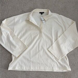 J. Crew Women’s XL Ivory Half Button-Up Polo Oversized New With Tags